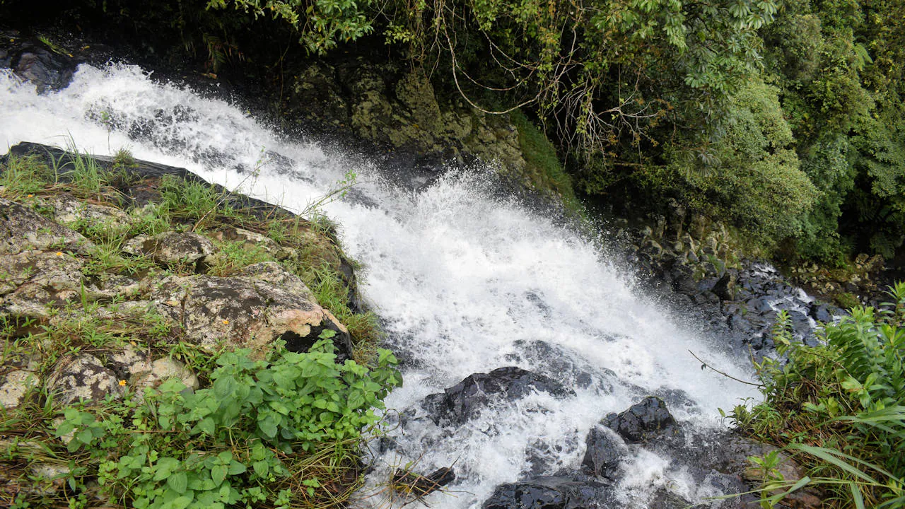 View from above the bottom section of Mungulli Falls