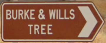 Brown sign for Burke & Wills Tree