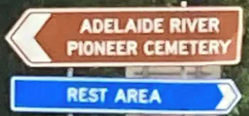 Brown sign for Adelaide River Pioneer Cemetery