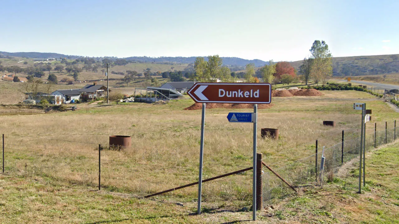 Brown sign for Dunkeld in New South Wales